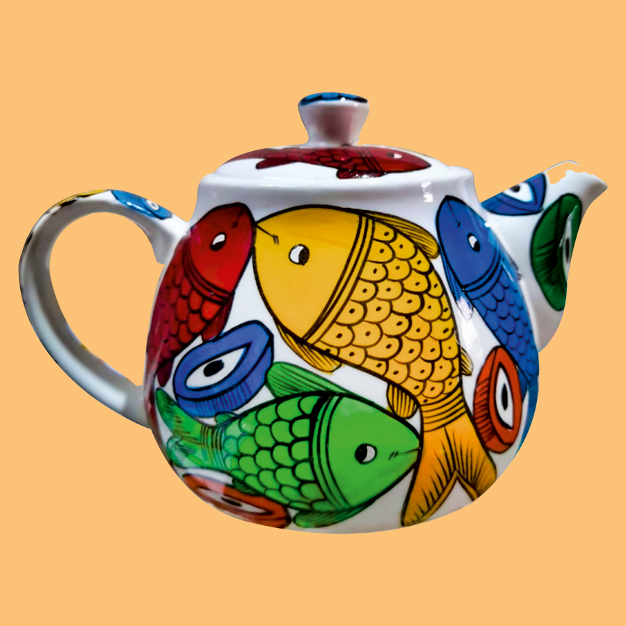 colourful fish ceramic teapot – sonajuriarts 2